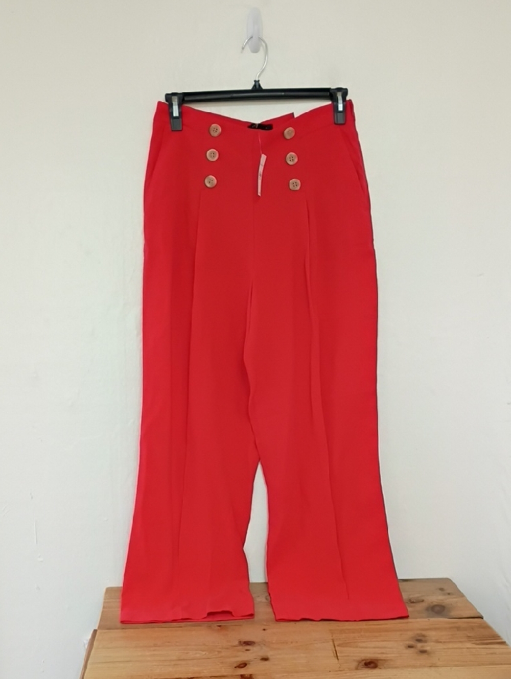 Ann Taylor Red Pleated High Waist Sailor Wide Leg Trousers Size 6 NWT